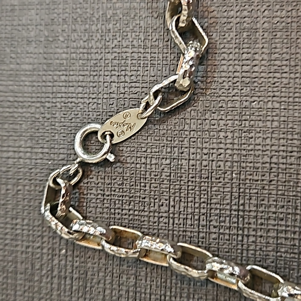 NAPIER VINTAGE SILVER HAMMERED CHOKER NECKLACE Circa 90s - Picture 4 of 7